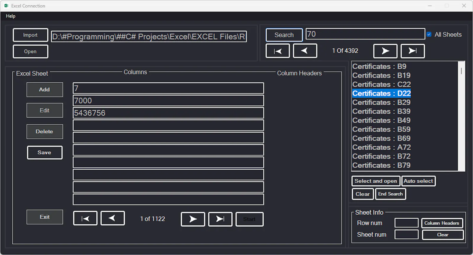 ExcelConnection screenshot 3