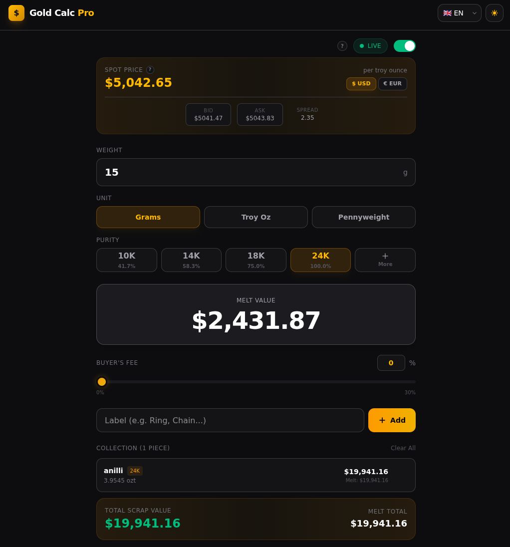 Gold Calculator Pro gallery image