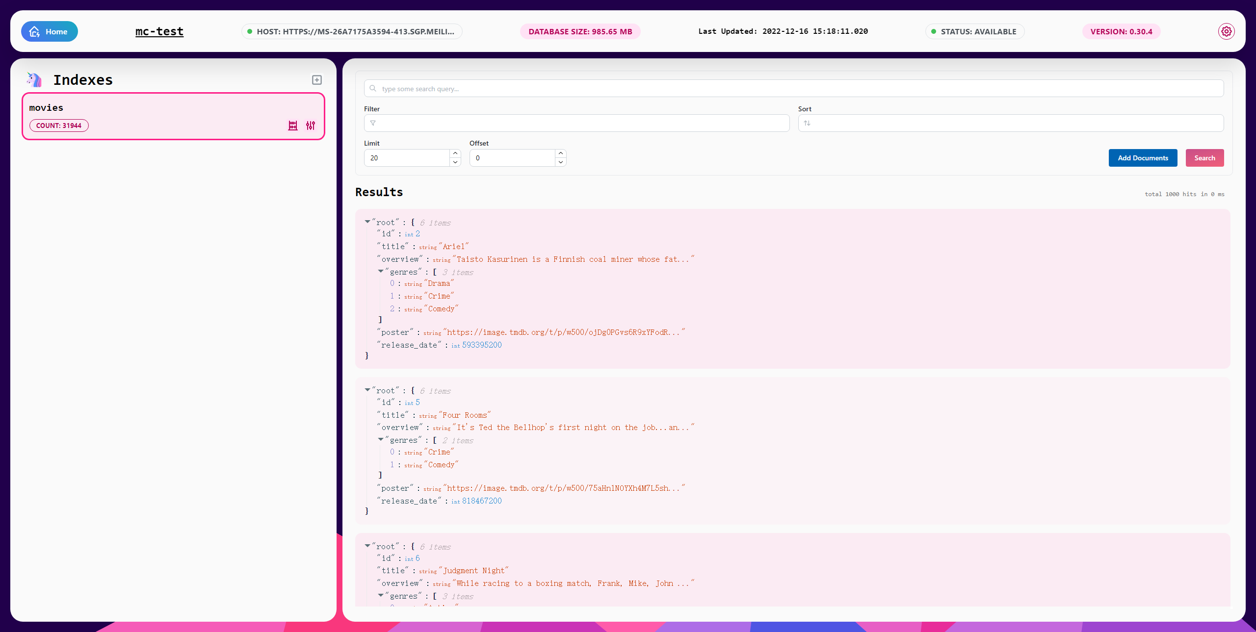 Meilisearch-UI media 3