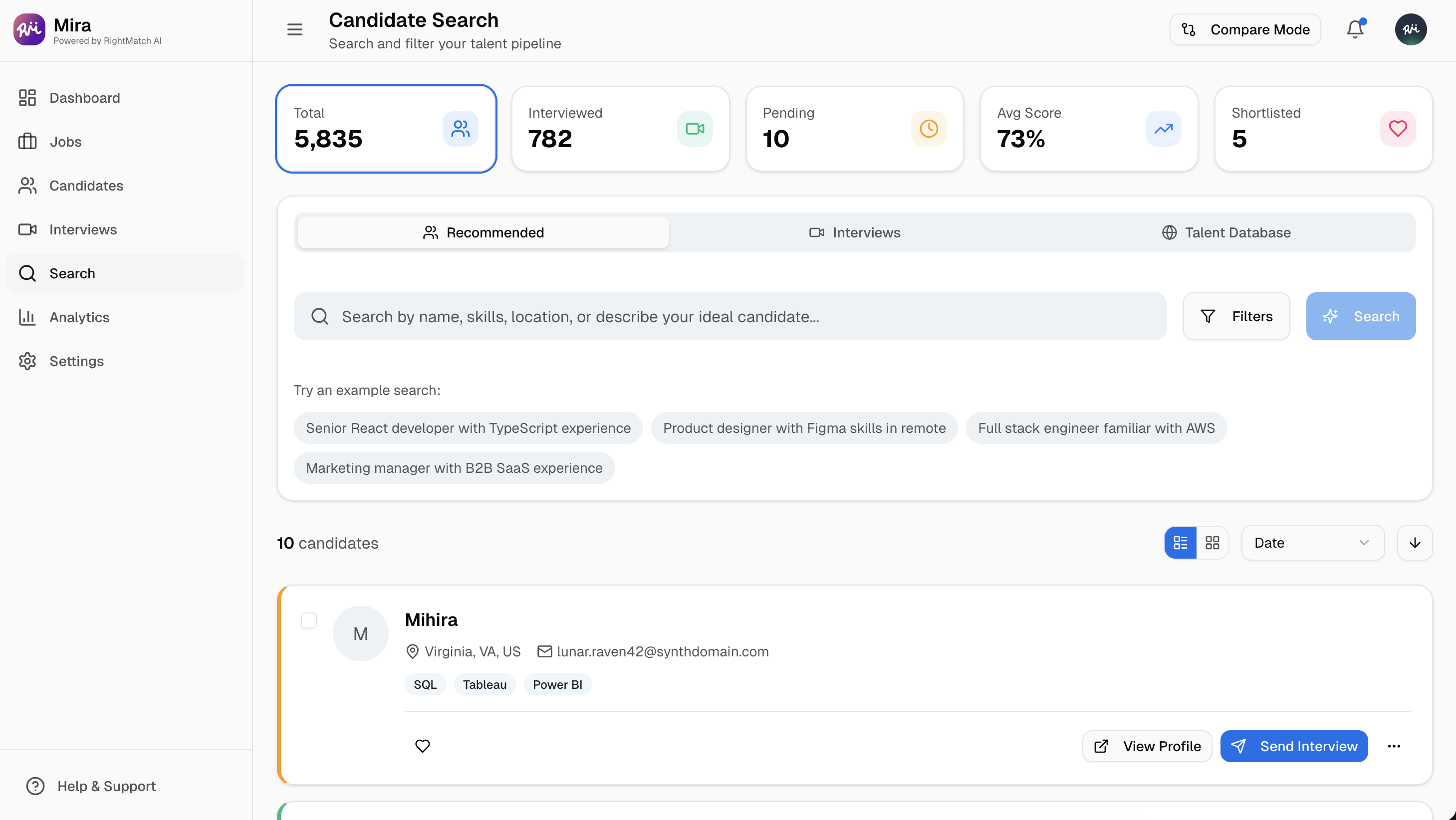 Mira by RightMatch - Screenshot 3 showing product features and functionality