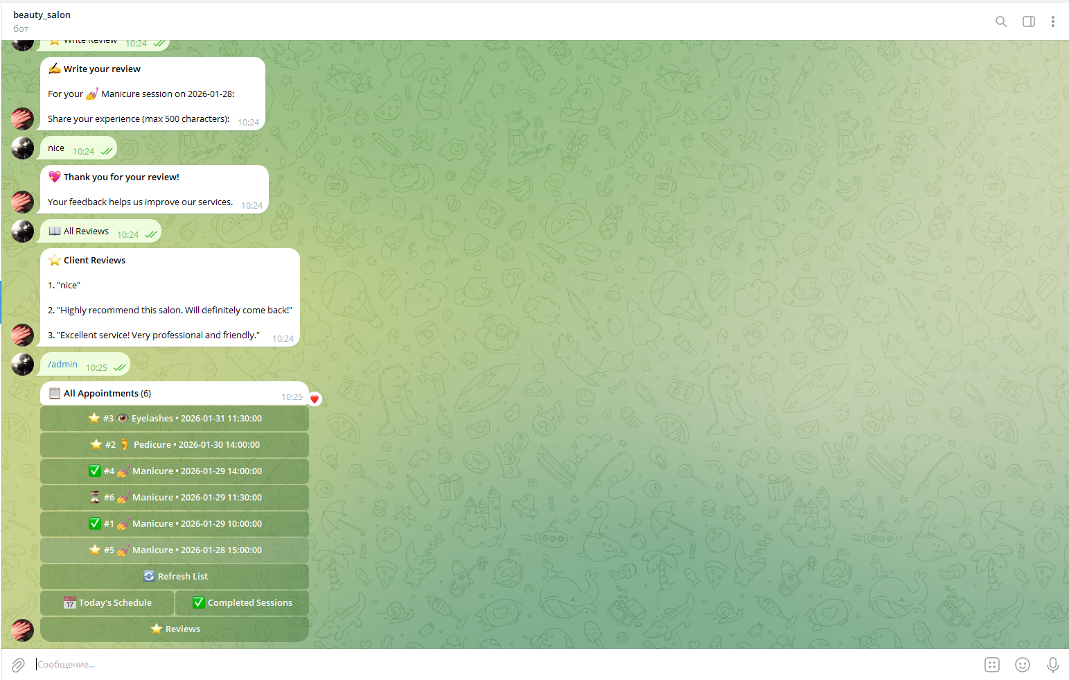 Beauty Salon Appointment Bot - Screenshot 4 showing product features and functionality