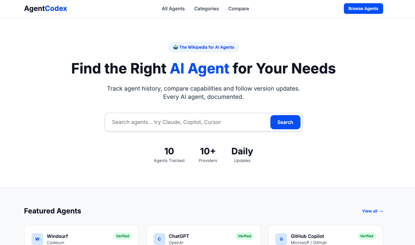 AgentCodex - Main product screenshot demonstrating key features and user interface
