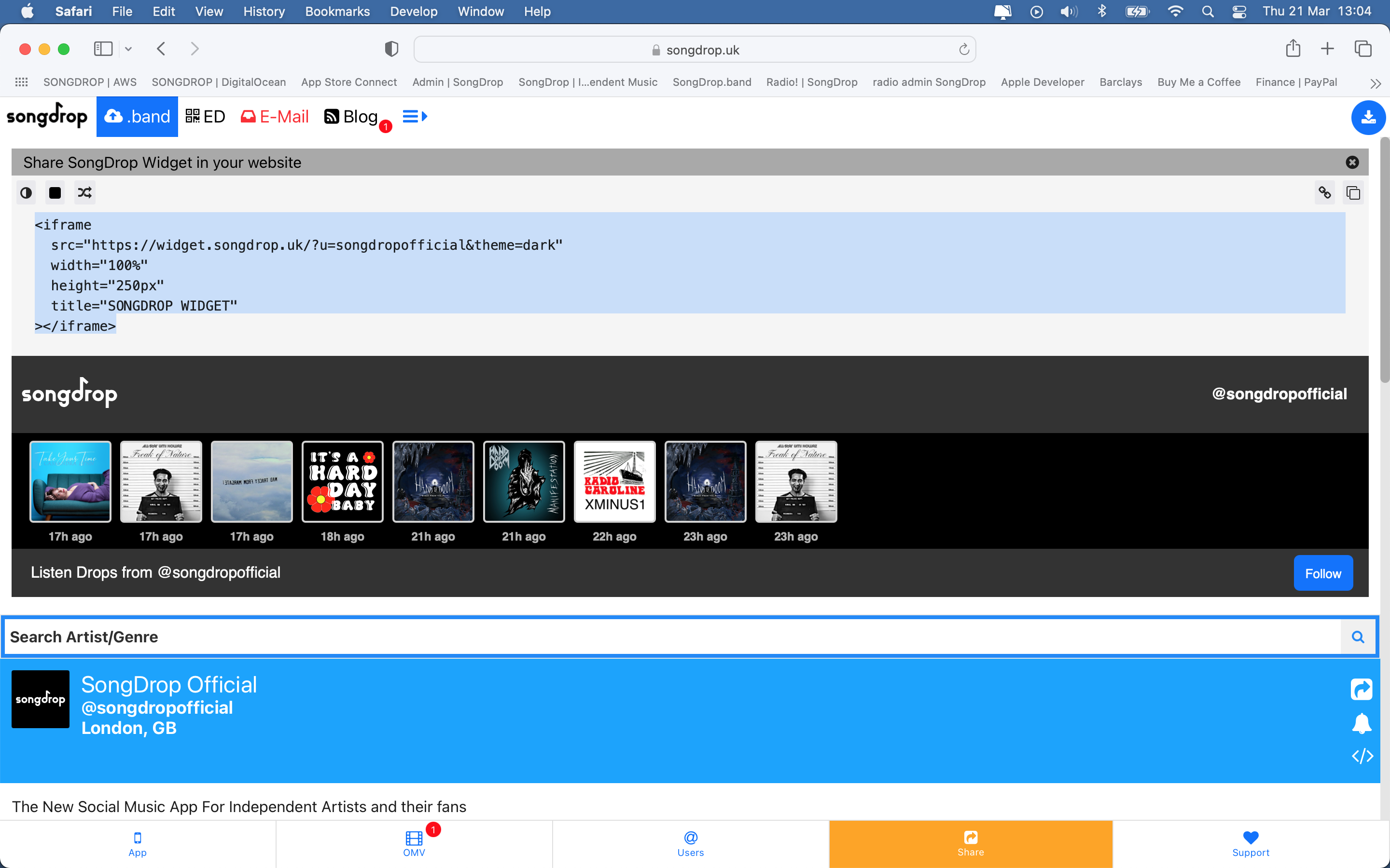 Widget Songdrop media 2