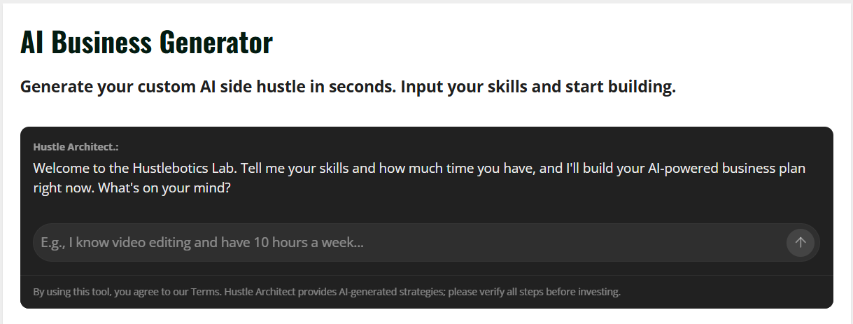 HustleBotics - Main product screenshot demonstrating key features and user interface