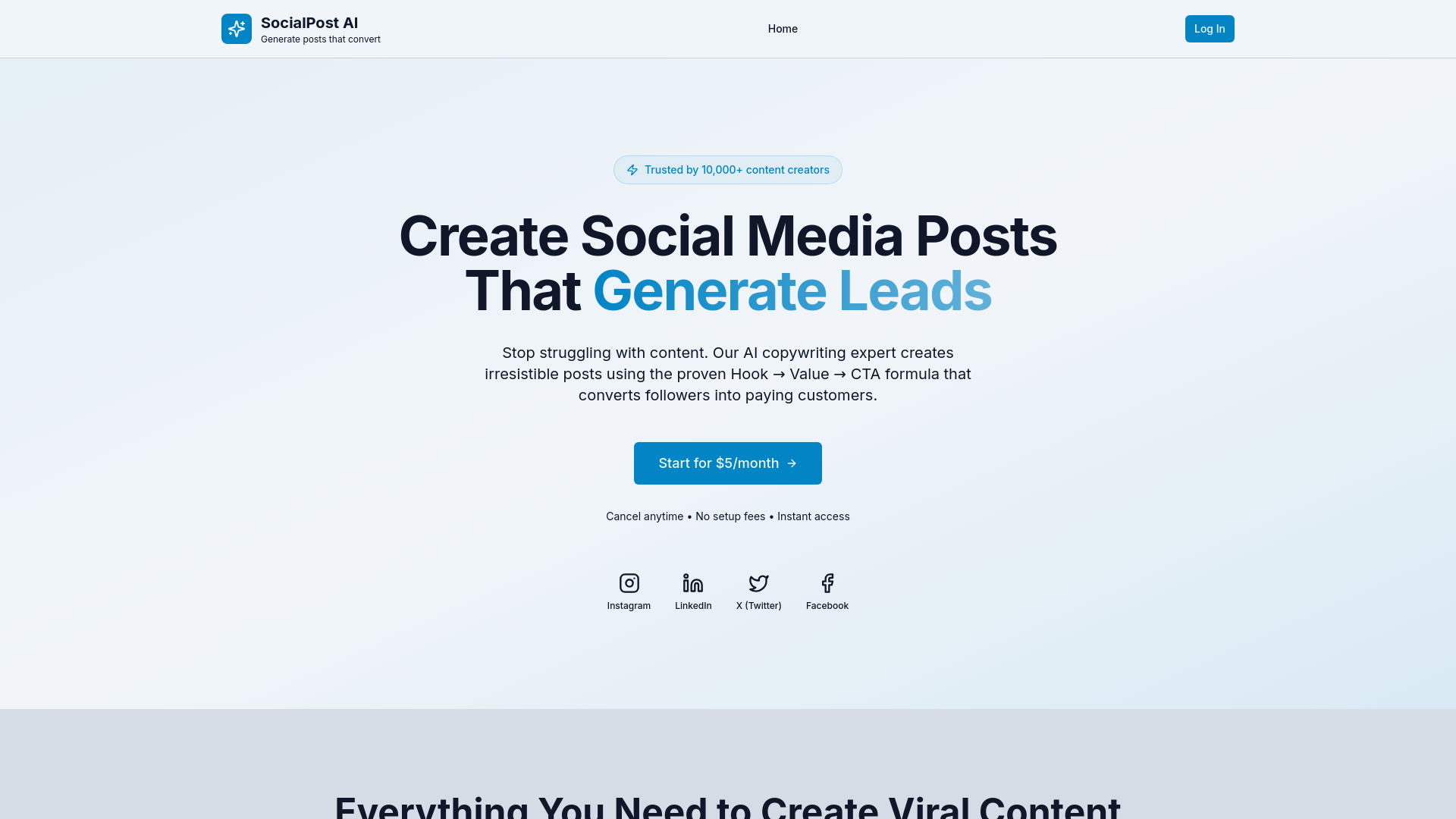 Social Post AI - Main product screenshot demonstrating key features and user interface