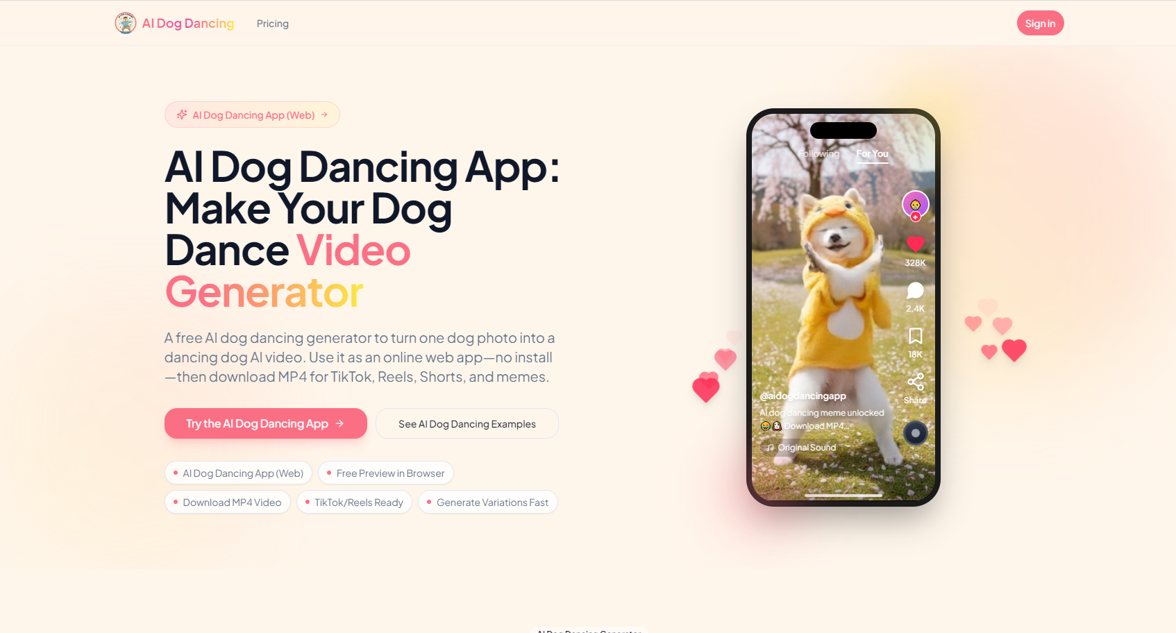 AI Dog Dancing - Screenshot 2 showing product features and functionality
