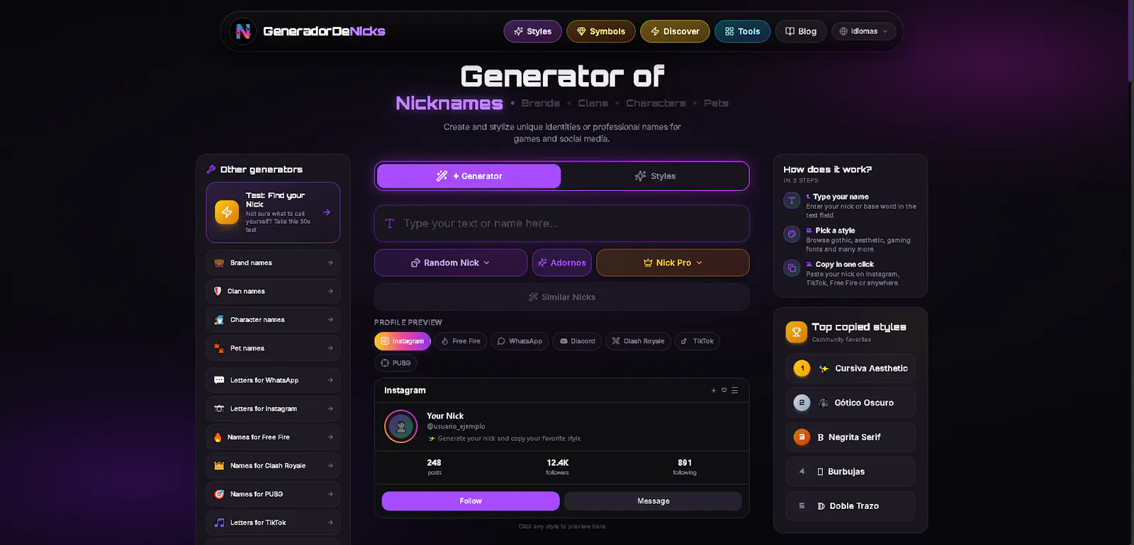 Generador de Nicks screenshot 1