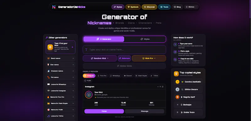 Generador de Nicks screenshot 1
