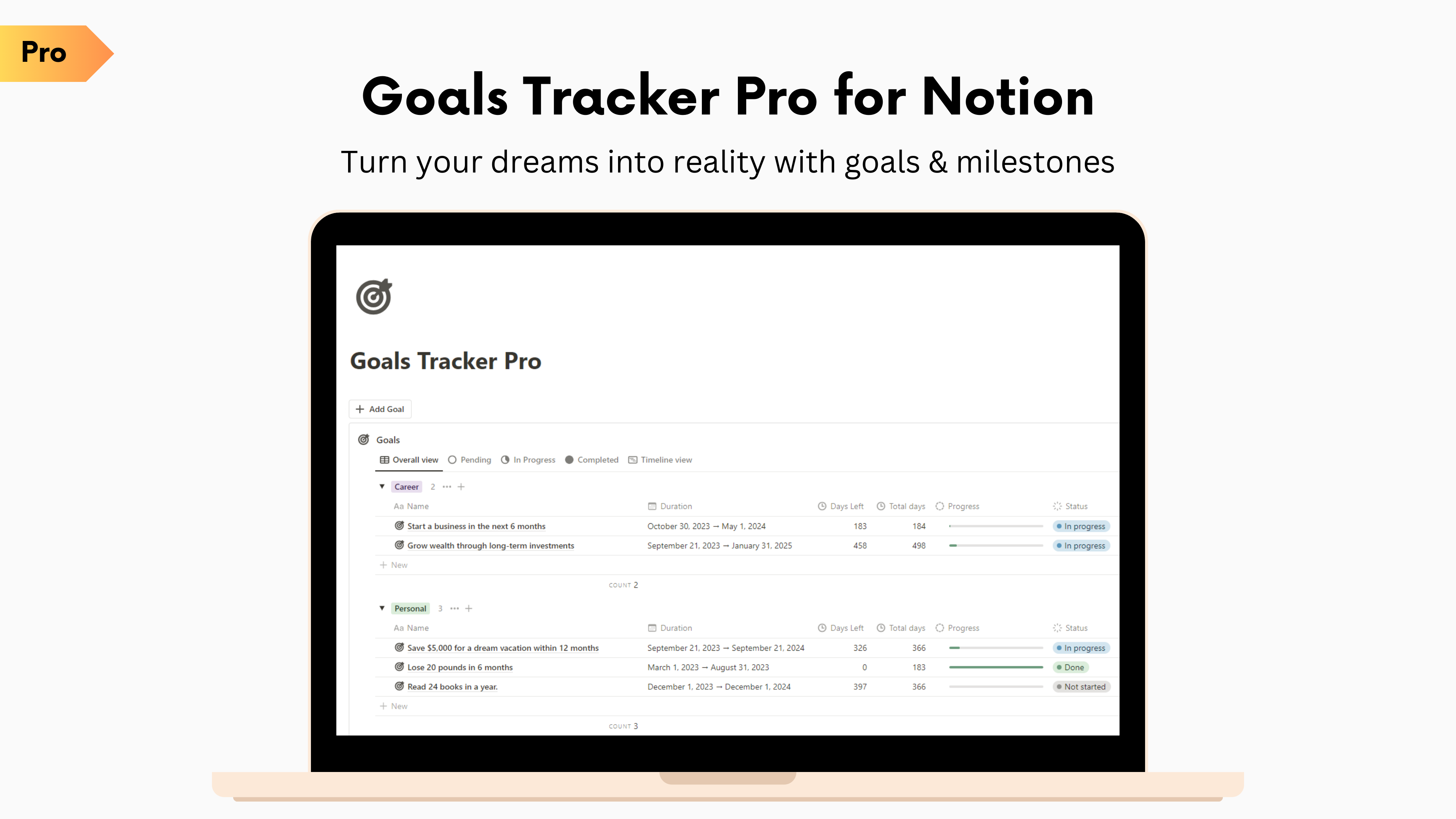 Doelen tracker voor notie - Verander je dromen in realiteit |Stel en volg doelen voor 2024 media 4
