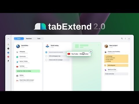 startuptile tabExtend 2.0-More efficient browser workflows