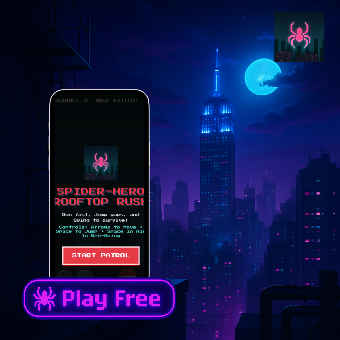 Spider-Hero Rooftop Rush - Screenshot 3 showing product features and functionality