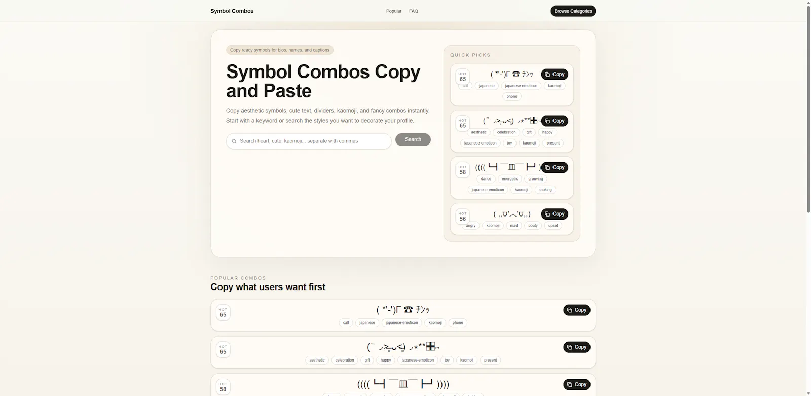 Symbol Combos Copy and Paste screenshot 1