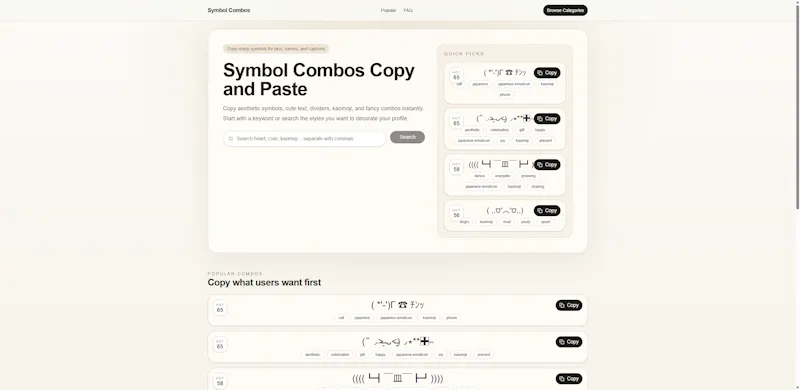 Symbol Combos Copy and Paste screenshot 1