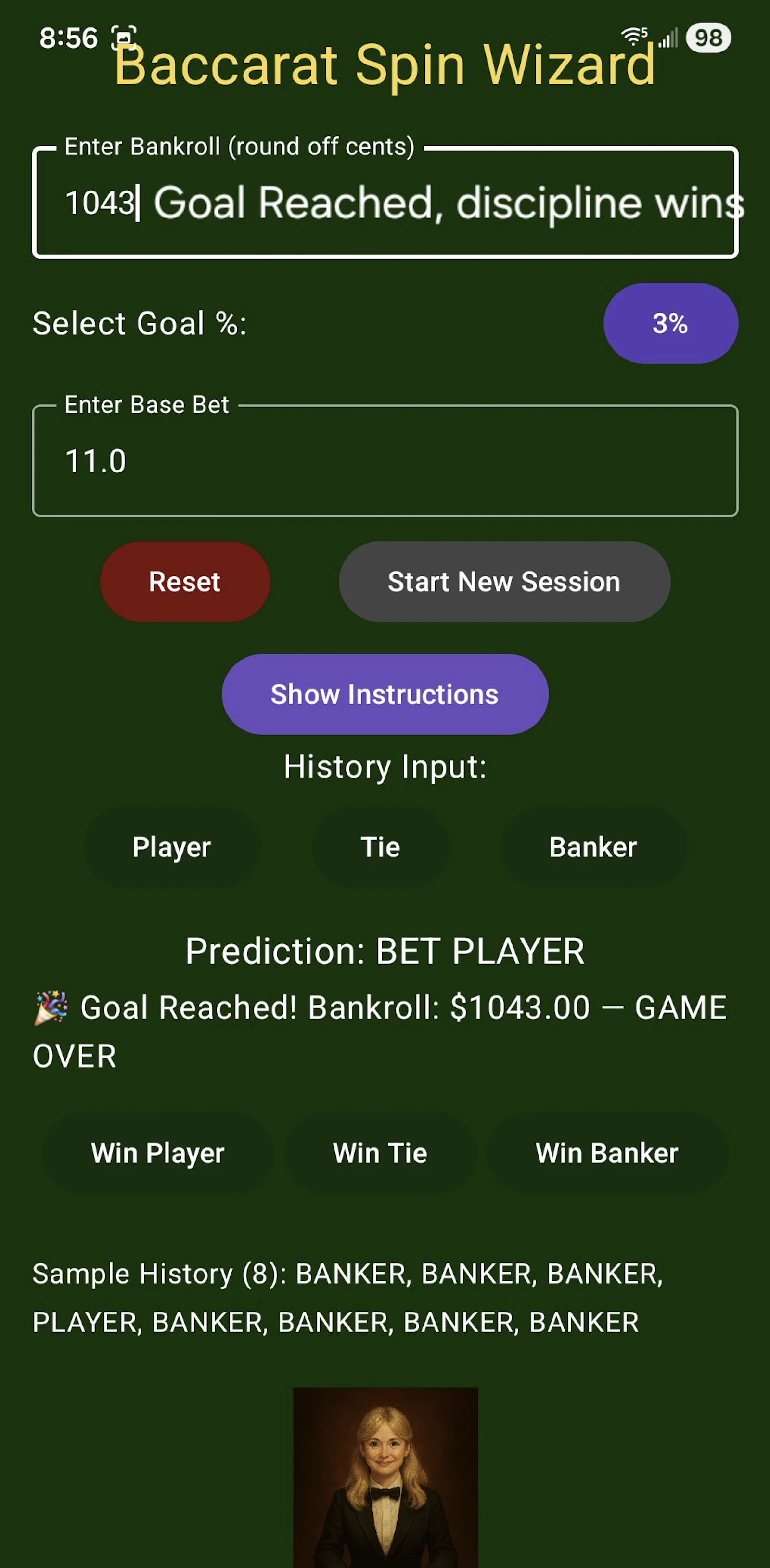 Baccarat Predictor Wizard  screenshot 3