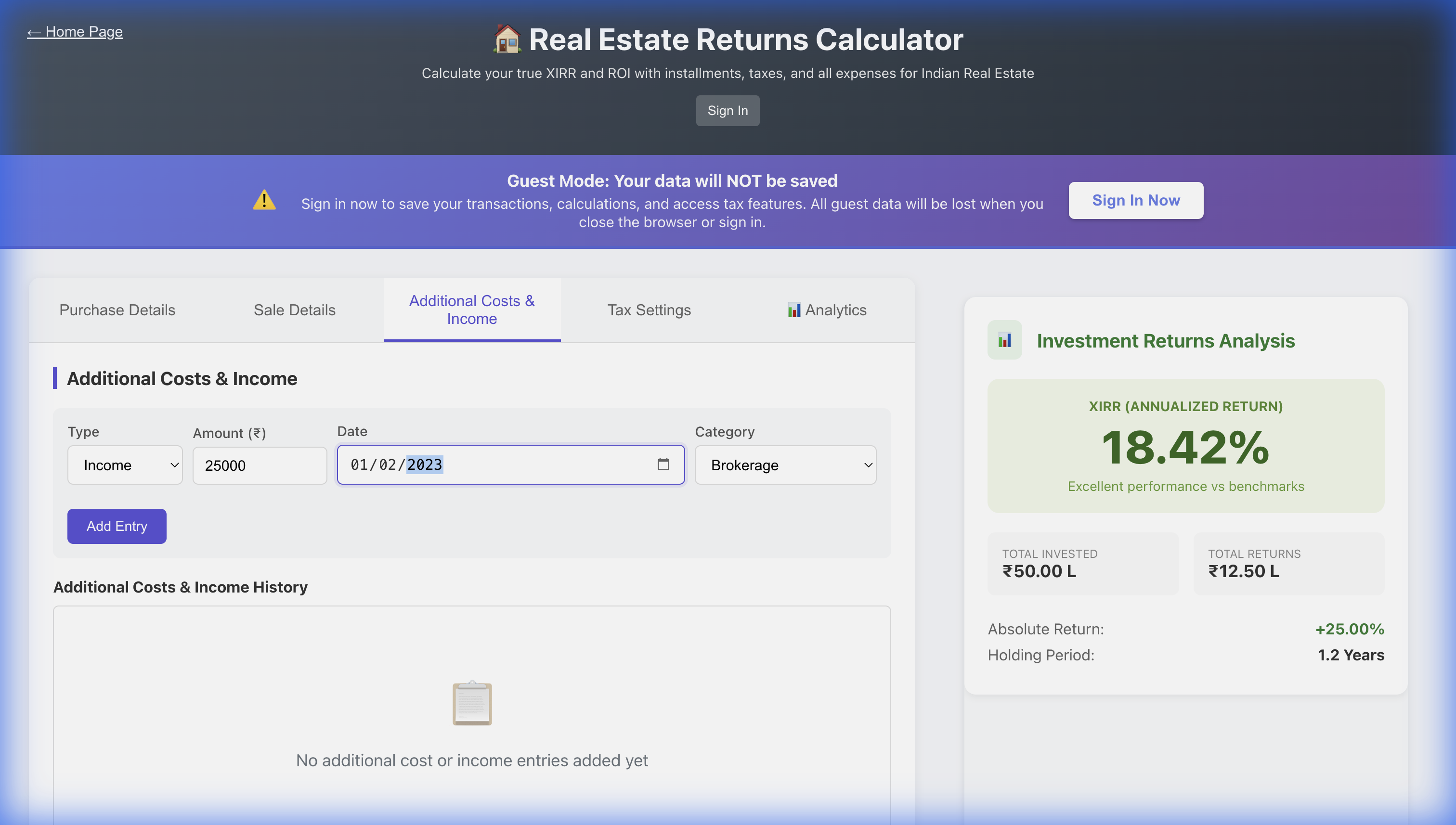 Real Estate XIRR gallery image