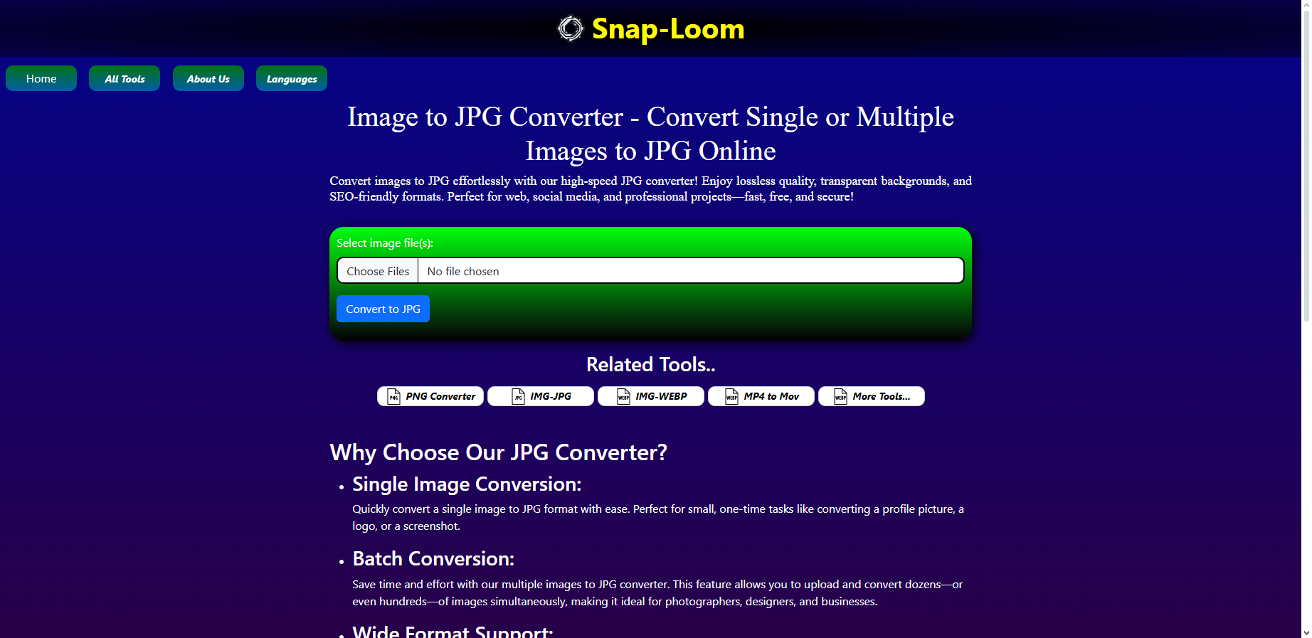 SnapLoom JPG Converter - Free JPG converter - convert in seconds with full privacy media 3