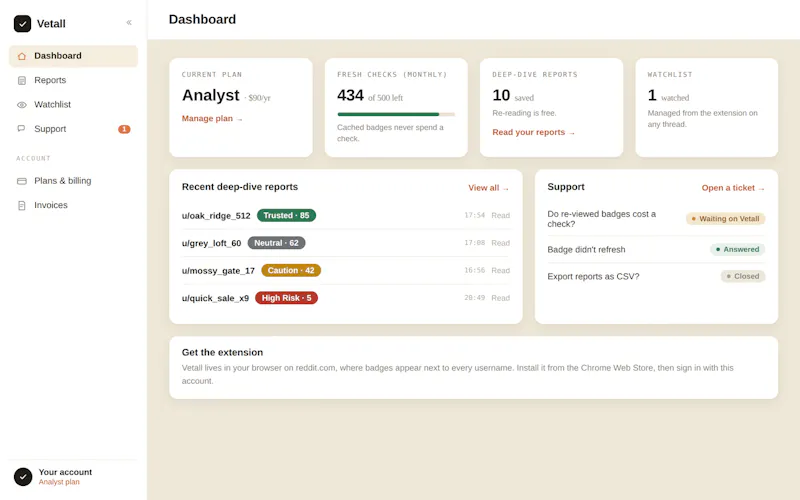 Vetall: Reddit Trust & Scam Checker screenshot 7
