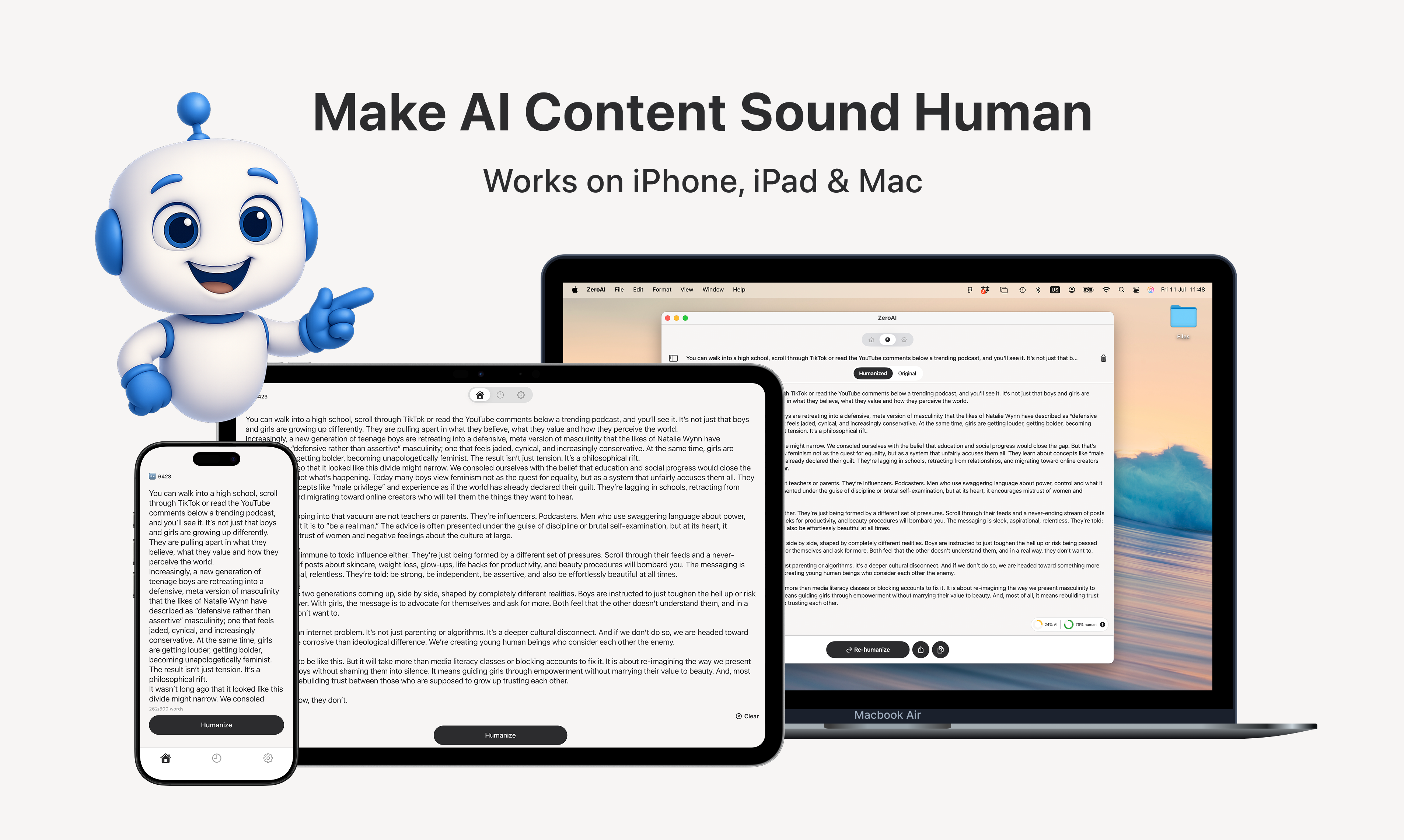 ZeroAI - Make AI content sound human and pass all major AI detectors. media 7