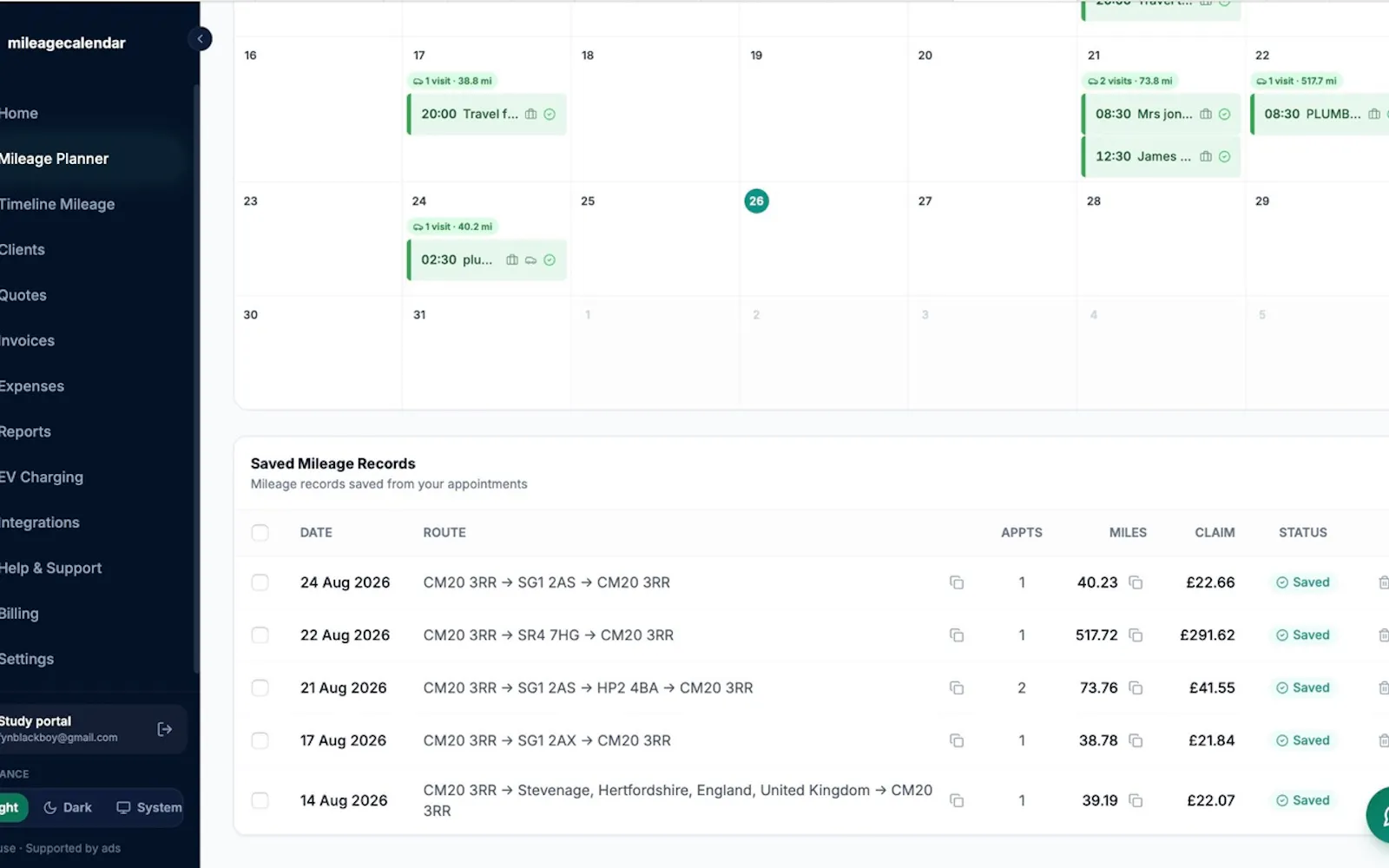 MileageCalendar screenshot 3