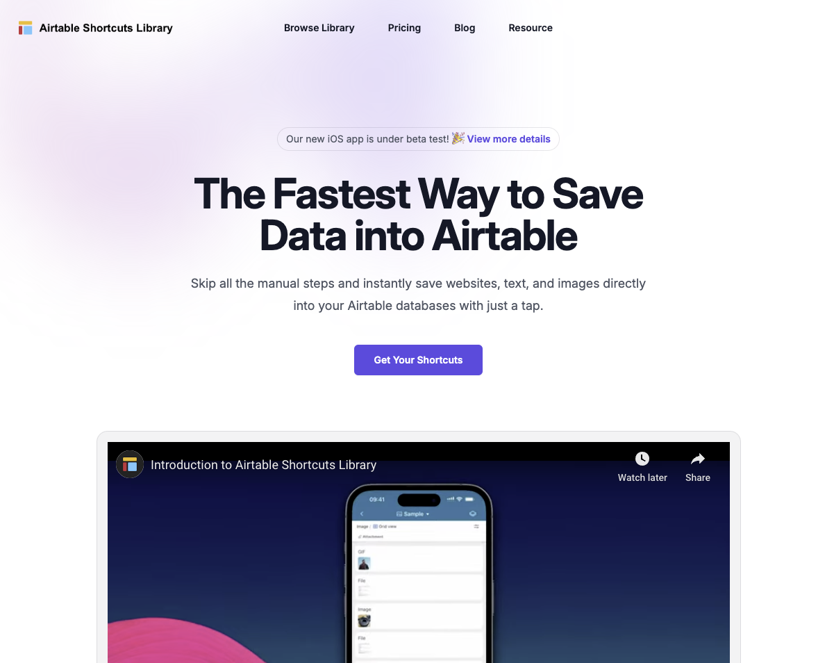 Airtable iOS 바로 가기 라이브러리 - 사파리 웹 페이지를 한 번의 터치로 에어 테이블에 저장하십시오! 미디어 2