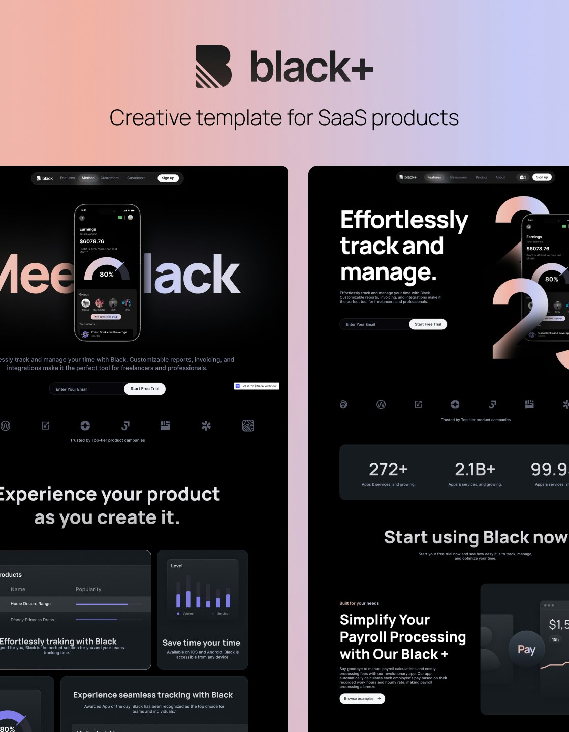 startuptile Black Plus-A premium SaaS Webflow template designed to sell