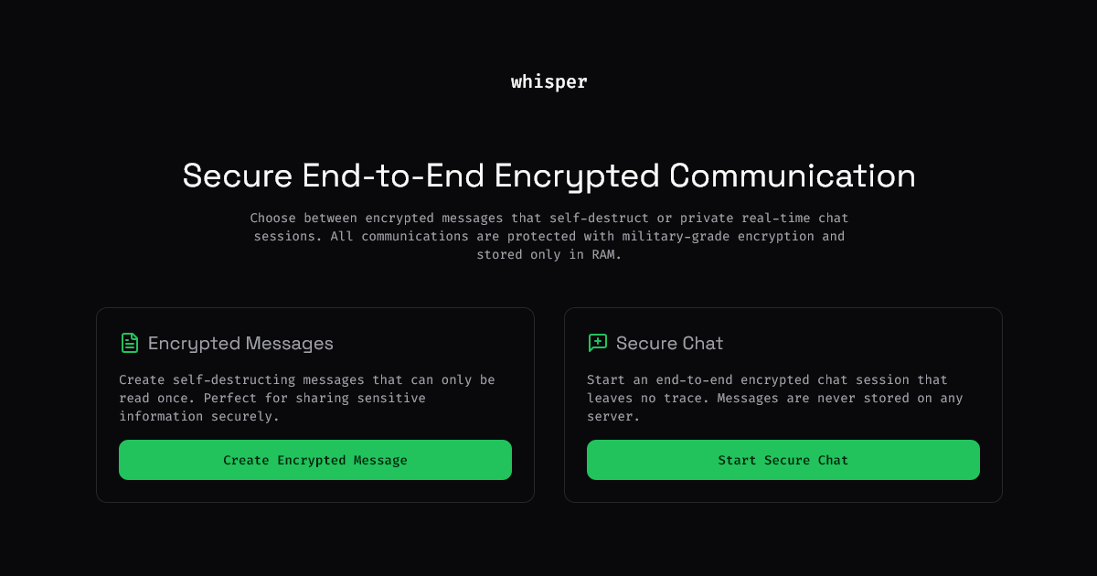 wspr.chat - Veilige end-to-end gecodeerde communicatie media 1