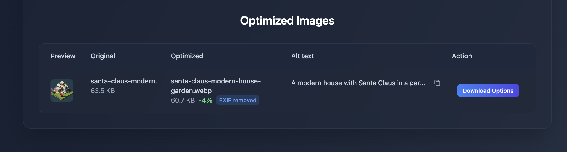 OPT-IMG - Screenshot 2 showing product features and functionality