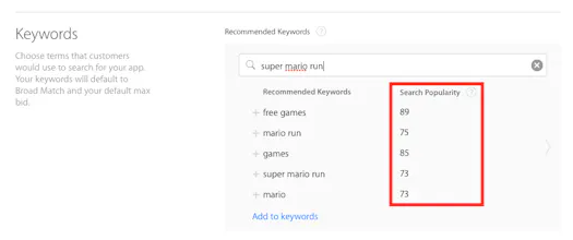 Search Popularity for Apple Search Ads (ASO) gallery image