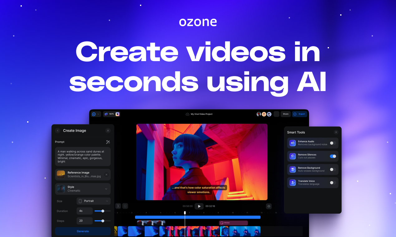 startuptile Ozone-Edit videos in seconds using AI