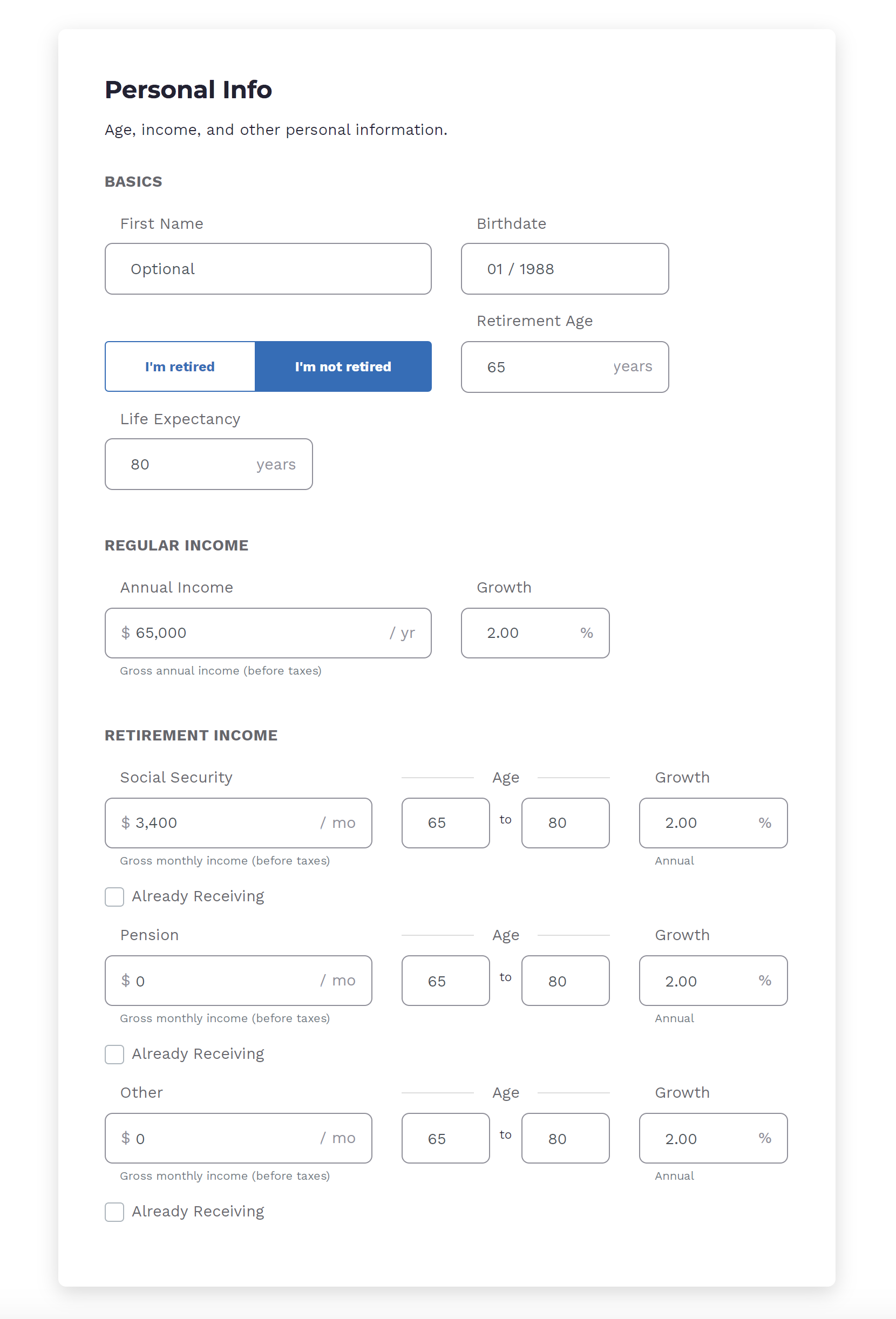 Honest Math Retirement Calculator gallery image