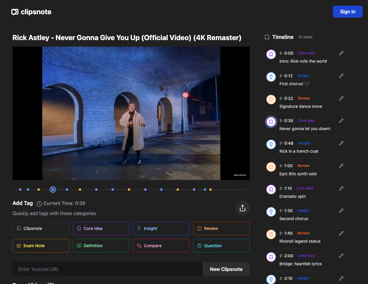 Media Clipsnote - Tag Moments trên bất kỳ dòng thời gian video YouTube nào 2