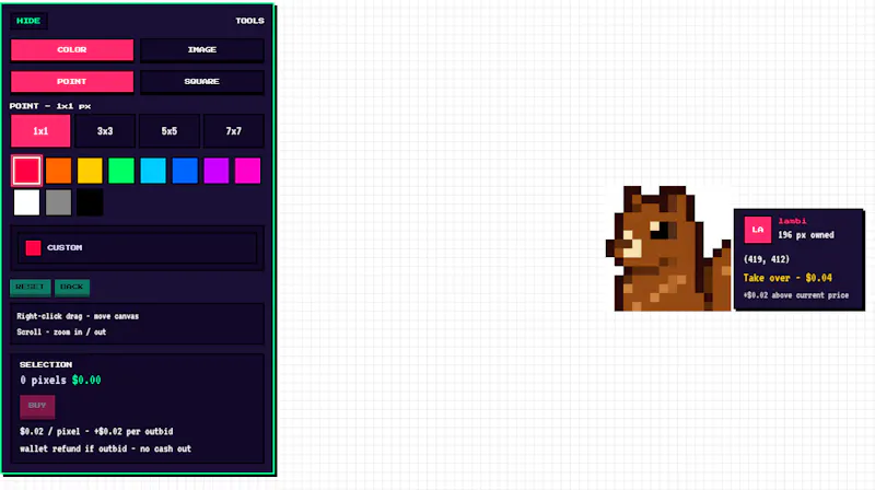 BidPixel — Pixel Wars bidding website screenshot 5