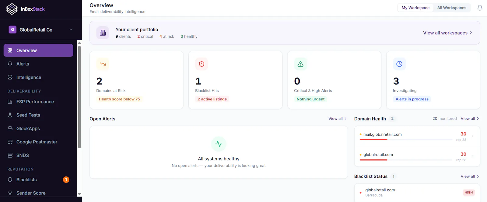 Inboxstack Deliverability Intelligence screenshot 2