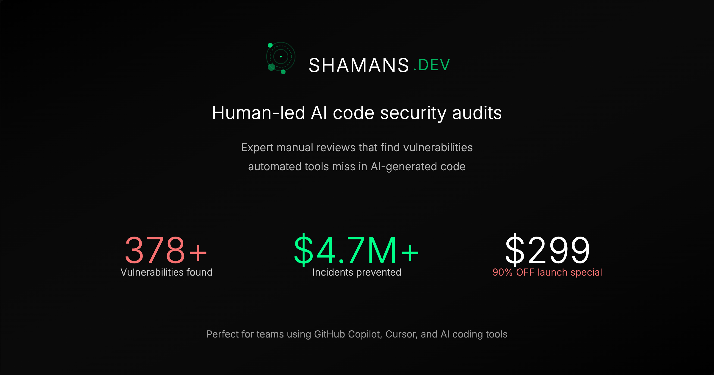 Shamans.dev : AI 생성 코드 보안 - AI 생성 코드에서 숨겨진 취약점을 찾으십시오 미디어 1