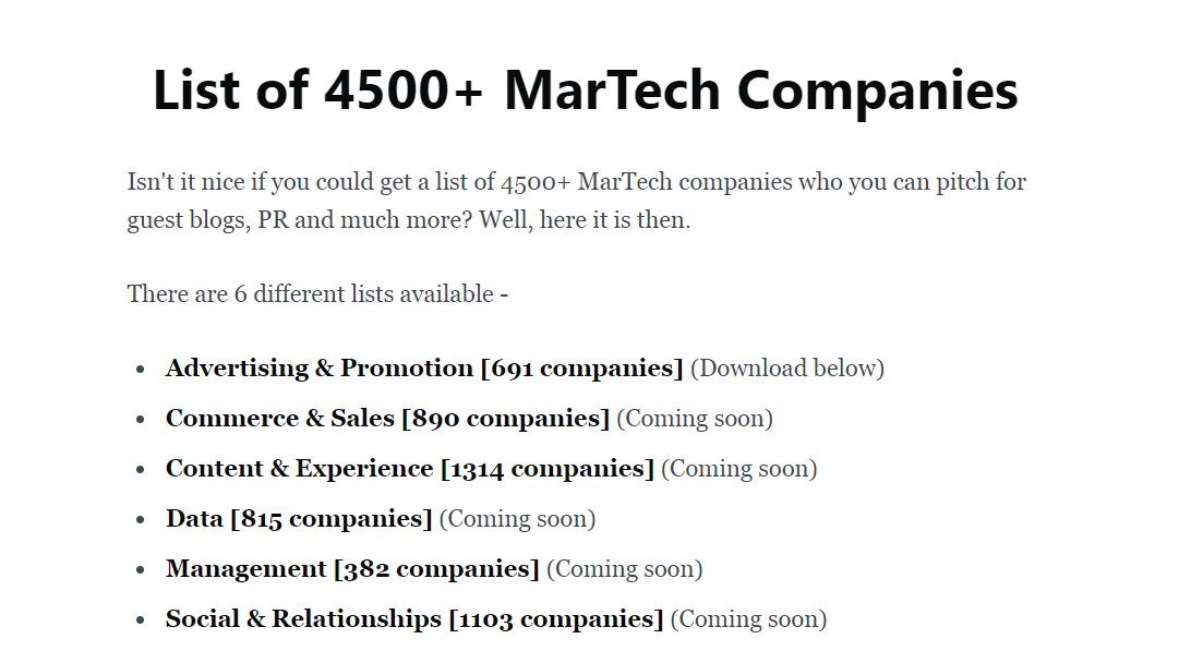 List of 5000+ MarTech Companies gallery image