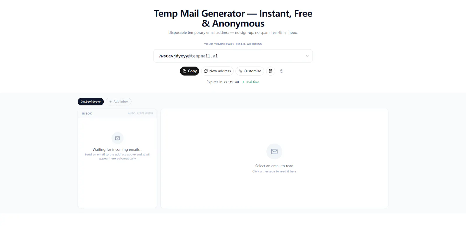 Temp Mail Generator screenshot 1