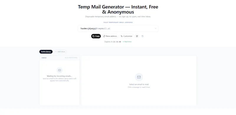 Temp Mail Generator screenshot 1