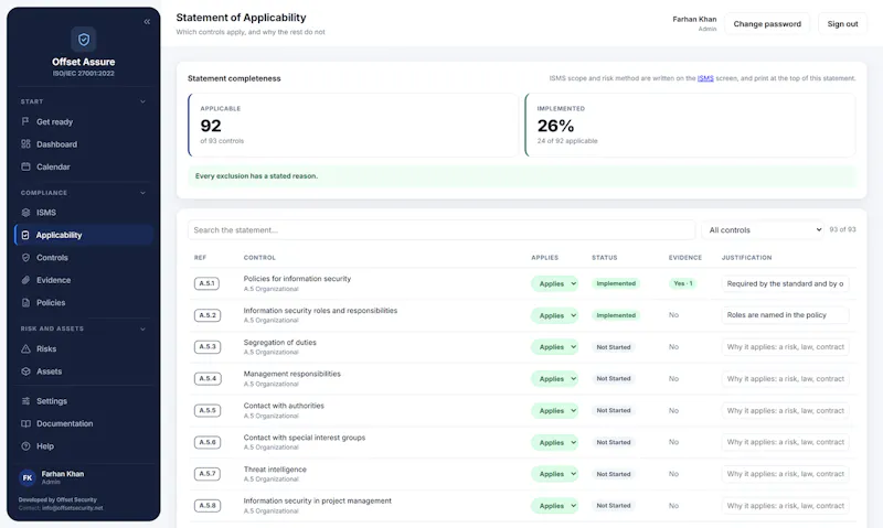 Offset Security Compliance Suite screenshot 3
