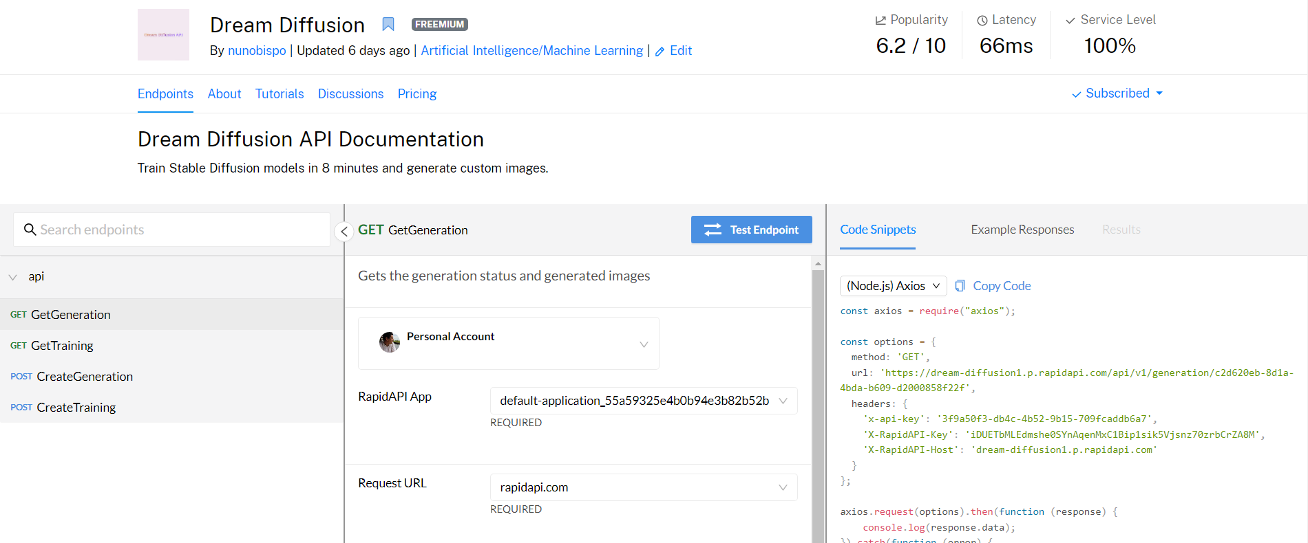 Dream Diffusion API gallery image