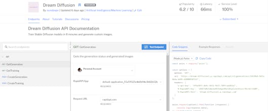 Dream Diffusion API gallery image