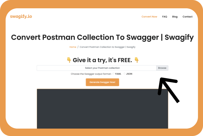 Swagify.io - Преобразовать коллекцию почтальона в Swagger/Open API Spect медиа 1