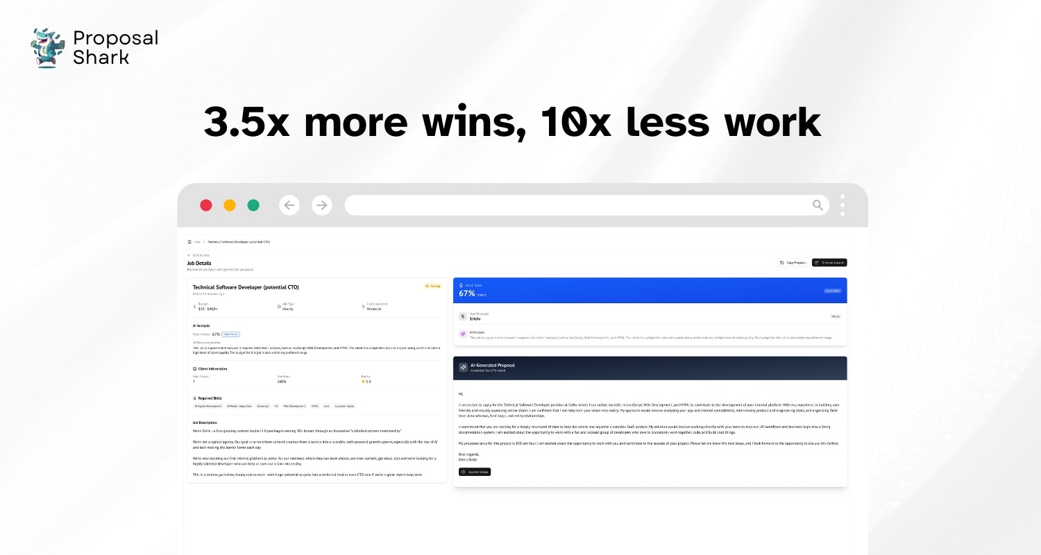 Vorschlagshark - KI findet perfekte Upwork -Jobs und schreibt Gewinner Vorschläge Medien 3