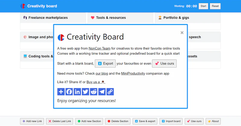 Creativity board screenshot 1
