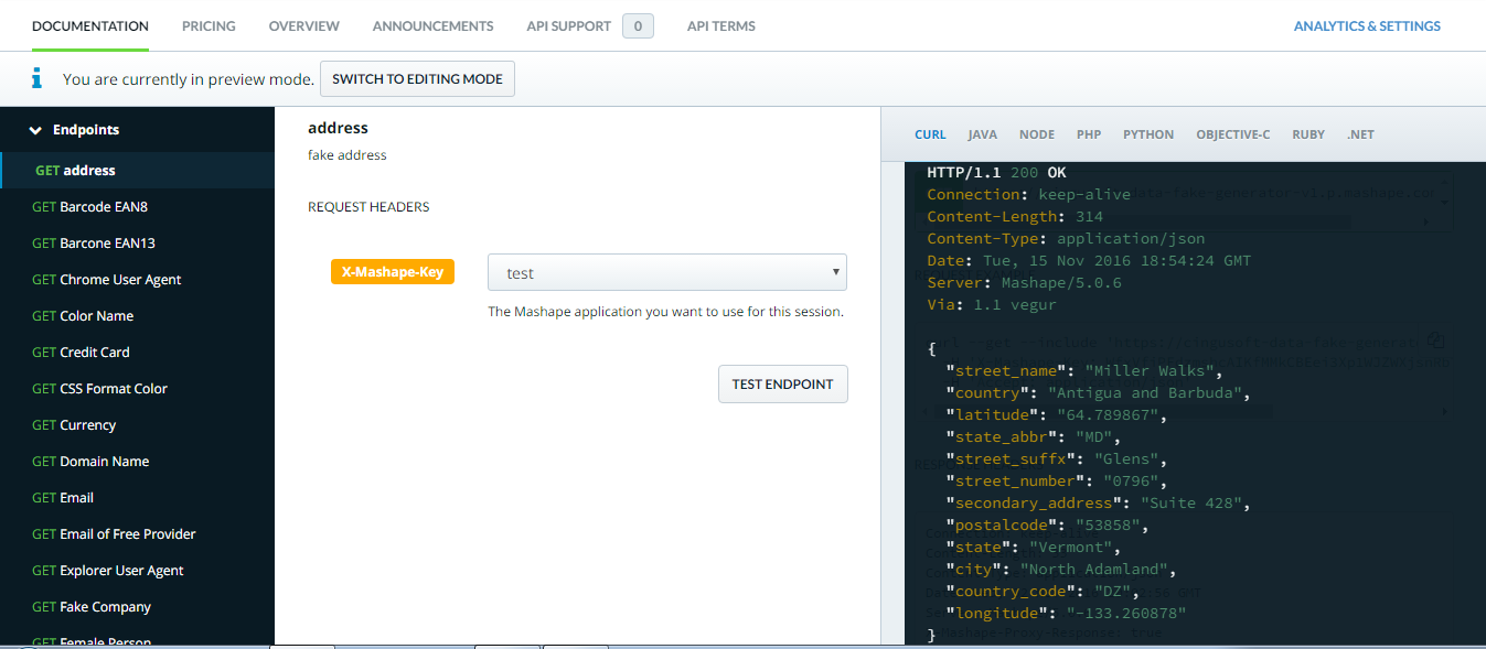 Fake Data Generator API