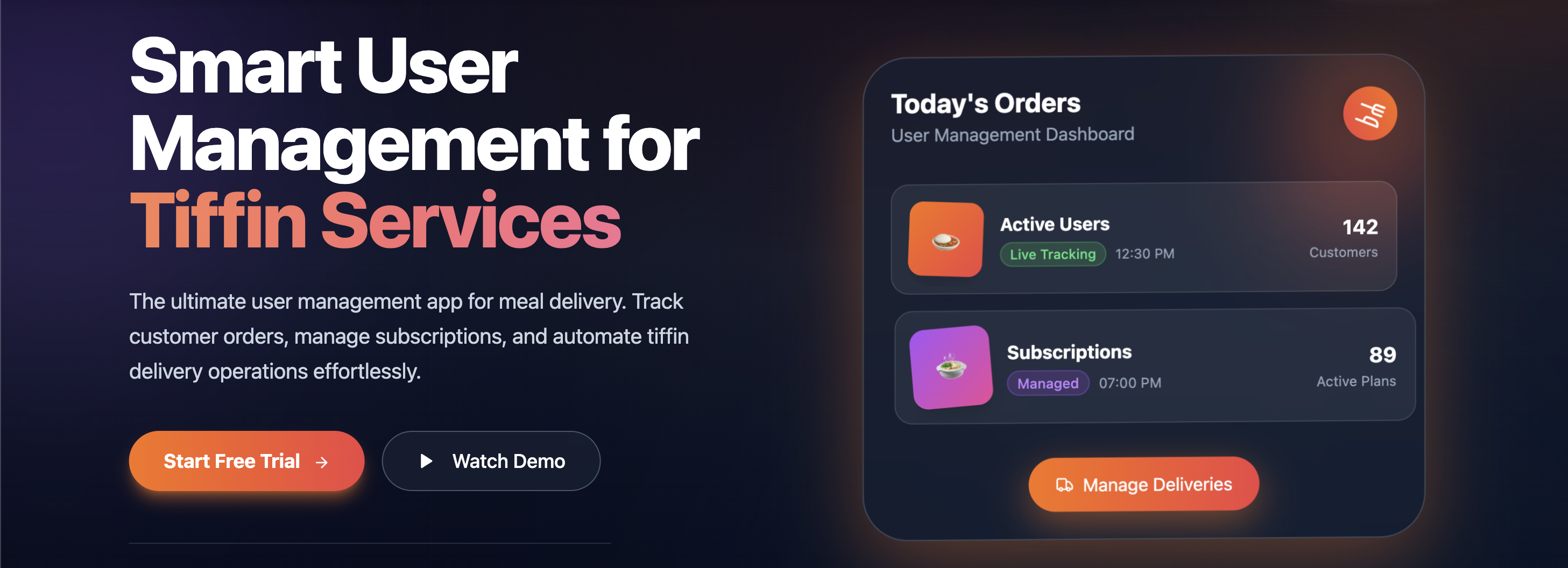 TiffinHub - Screenshot 2 showing product features and functionality