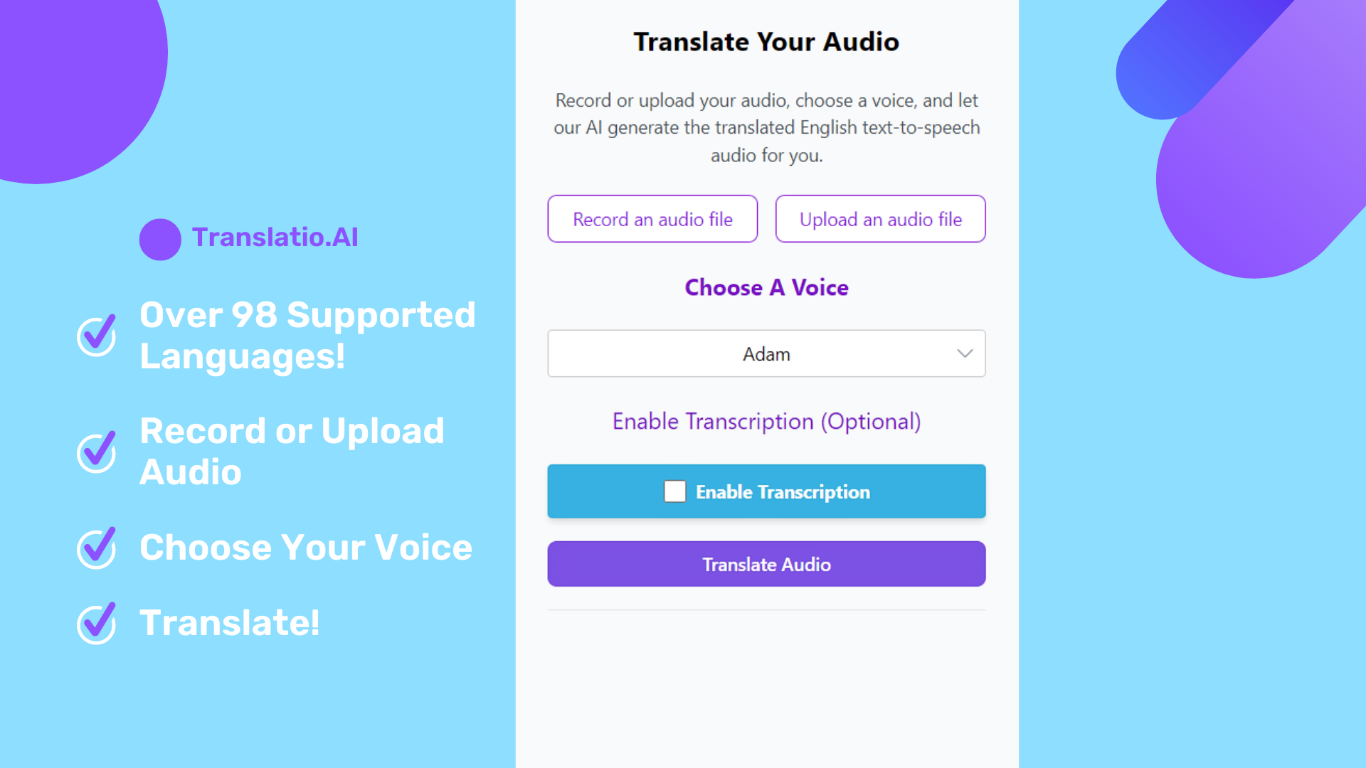 وسائط Translatio.AI - كسر حواجز اللغة ، ملف صوتي واحد في وقت واحد 2