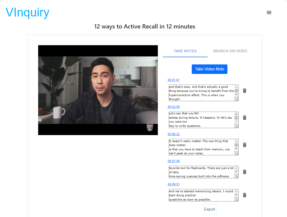 Mídia 1 de Vinquiry - Aumente seu aprendizado de vídeo e consulta