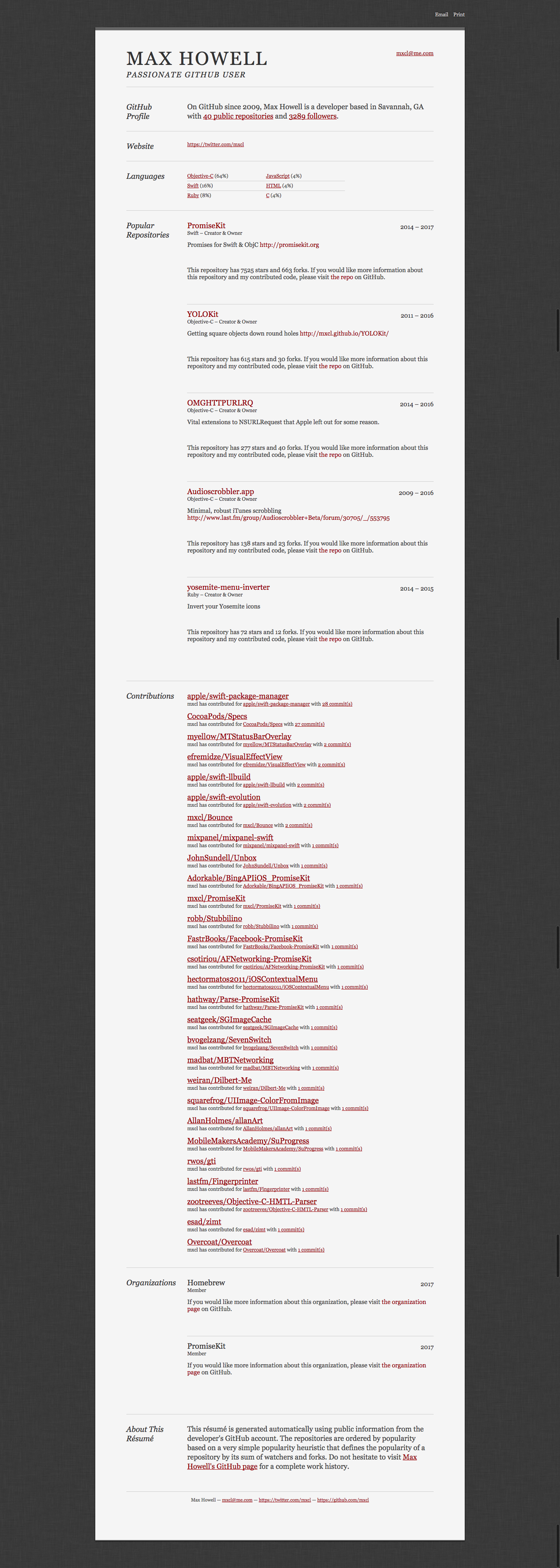 GitHub Resume gallery image
