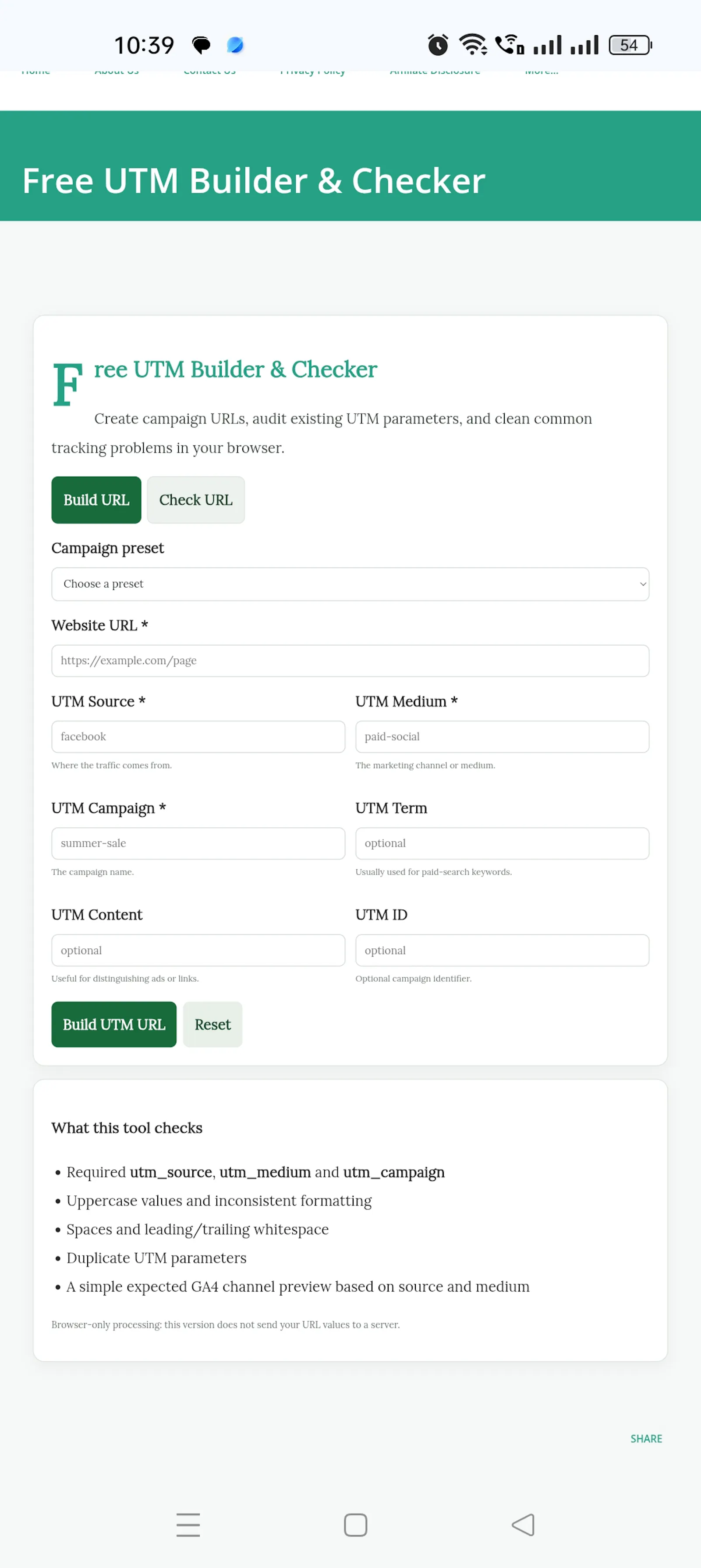 Free UTM Builder & Checker screenshot 1