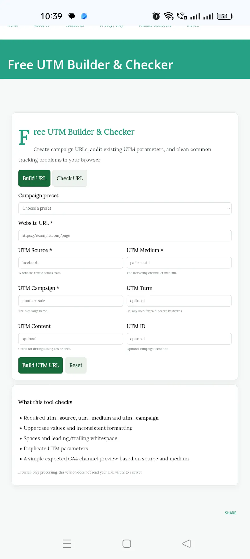 Free UTM Builder & Checker screenshot 1